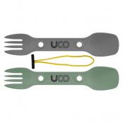 UCO Utility Spork 2Pk With Cord Green/Charcoal