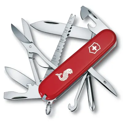 Victorinox Fickkniv Fisherman-Logo Original Swiss Army 91 Mm Röd Med Fisk-Inlägg