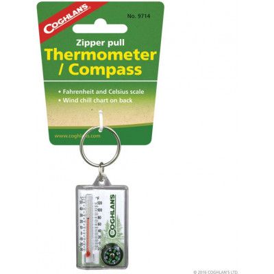 Zipper Pull Thermometer with Compass