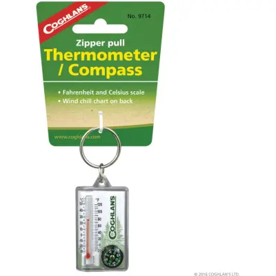Zipper Pull Thermometer with Compass