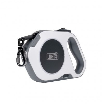 Koppel Light5 Doggo Led Leash, 5 m, Vit