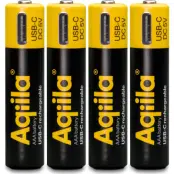 Aqiila USB-C Rechargeable AAA Battery (1,5 V / 600 mAh) 4-pack Black