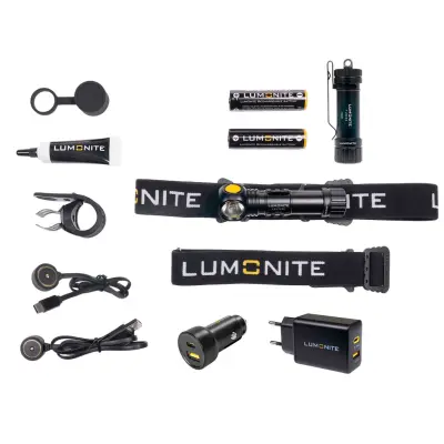 Pannlampa LUMONITE Compass - 1250 lm / Laddbar, PREMIUM-paket (Utrustningspaket)