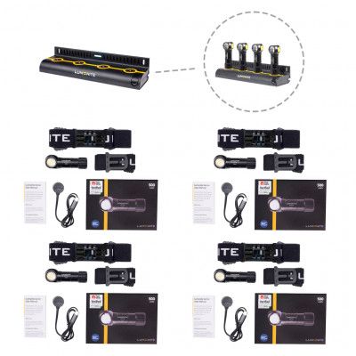 Pannlampa LUMONITE Vector V2 - 500 lm / Laddbar, 4 x Grundpaket + Laddstation
