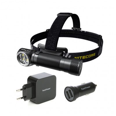 Pannlampa Nitecore HC35, 2700 lm, Pannlampa + Nät och Cigg-adapter