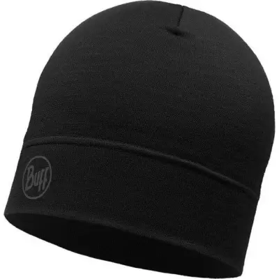 Buff Lightweight Merino Wool Hat Solid Black