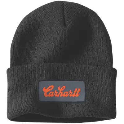 Carhartt Workwear Carhartt M's Knit Cuffed Script Patch Beanie Black