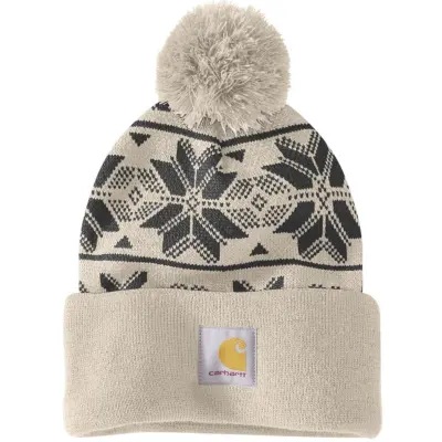 Carhartt Workwear Carhartt W's Knit Pom Jacquard Beanie Oat Milk