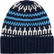 High Wool Beanie With Pattern Blue Stripe