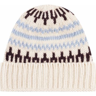 High Wool Beanie With Pattern White Stripe