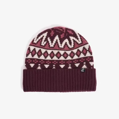 Jacquard Wool Beanie Unisex Winetasting/Oatmeal, Storlek:One Size