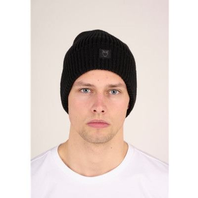 KnowledgeCotton Apparel Organic Wool Rib Beanie - Gots Black Jet