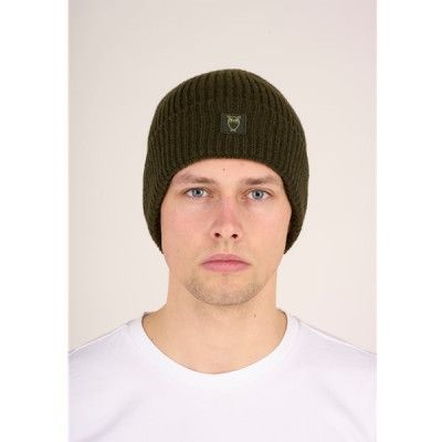 KnowledgeCotton Apparel Organic Wool Rib Beanie - Gots Forrest Night