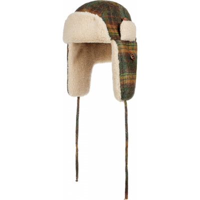 Stetson Checked Bomber Aviator Hat Green/Dark Orange