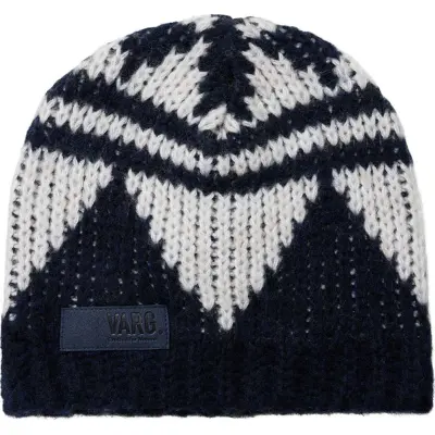 Varg Unisex Bräcke Knitted Beanie Dark Blue With Off White