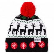 Winter Knitted Hat, Black Reindeer, Onesize,  Pannband