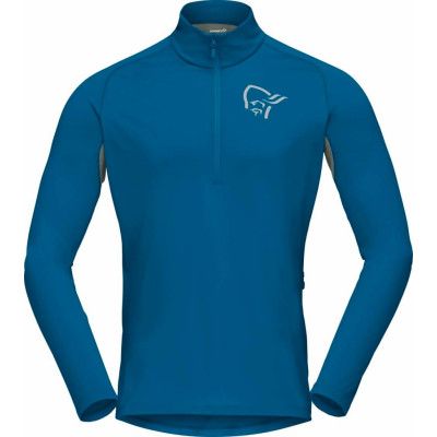 Norrøna Men's Fjørå Equaliser Long Sleeve Zip Top Mykonos Blue/Castor Grey