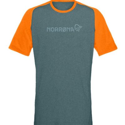 Norrøna Fjørå Equaliser Lightweight T-Shirt (m) North Atlantic/Orange Popsicle