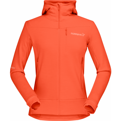 Women's Falketind Warmwool2 Stretch Zip Hood Orange Alert