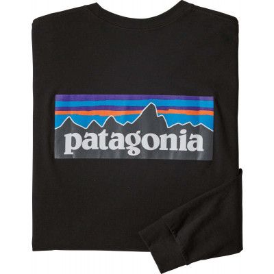 Patagonia Men's Longsleeve P-6 Logo Responsibili-Tee Black