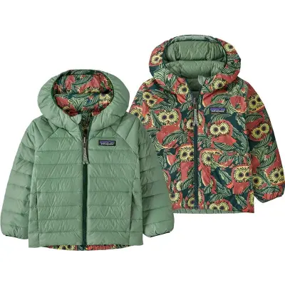 Patagonia Baby Reversible Down Sweater Hoody Saw See Owl: Cascade Green Saw See Owl: Cascade Green 5T