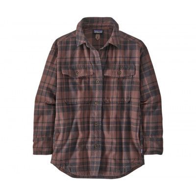 Patagonia Highweight Fjord Flannel Overshirt Women Ice Caps/Dusky Brown
