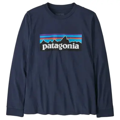 Patagonia K's L/S P-6 Logo T-Shirt New Navy - S