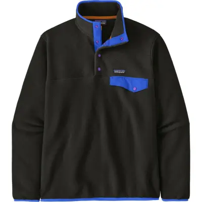 Patagonia Men's Lightweight Synchilla Snap-T Fleece Pullover Black W/P6 Blue
