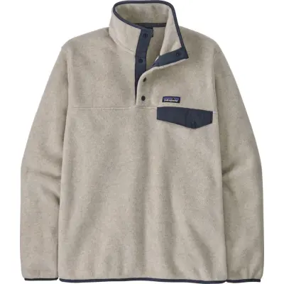 Patagonia Men's Lightweight Synchilla Snap-T Fleece Pullover Oatmeal Heather W/smolder Blue