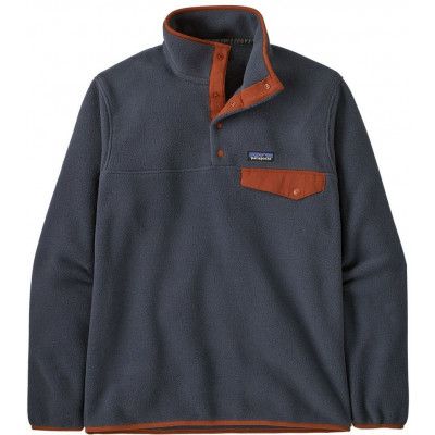 Patagonia Men's Lightweight Synchilla Snap-T Fleece Pullover Smolder Blue W/Burnished Red