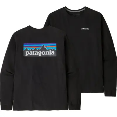 Patagonia Men's Longsleeve P-6 Logo Responsibili-Tee Black