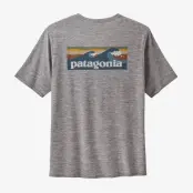 Patagonia M's Cap Cool Daily Graphic Shirt - Water Boardshort Logo Abalone Blue: Feath