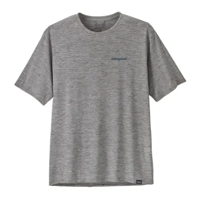 Patagonia M's Cap Cool Daily Graphic Shirt - Waters Boardshort Logo Abalone Blue: Feather Grey