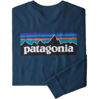 Patagonia M's L/S P-6 Logo Responsibili-Tee Crater Blue