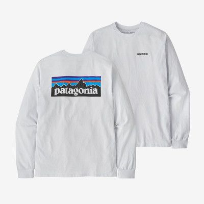 Patagonia M's L/S P-6 Logo Responsibili-Tee White