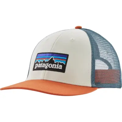 Patagonia P-6 Logo Lopro Trucker Hat White W/Redtail Rust
