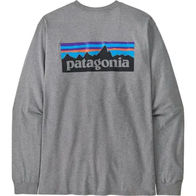 Patagonia P-6 Logo LS Responsibili-Tee Men Gravel Heather - L