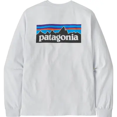 Patagonia P-6 Logo LS Responsibili-Tee Men White