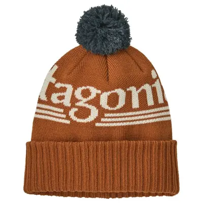 Patagonia Powder Town Beanie Hut Tripper Logo: Cinnamon Brown