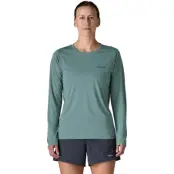 Patagonia Women's Long Sleeved Capilene Cool Daily Shirt Boardshort Logo Blue Sage - Light Blue Sage X-dye