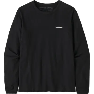 Patagonia Women's Long-Sleeved P-6 Logo Responsibili-Tee Black