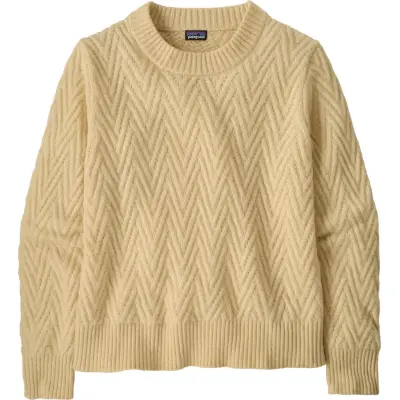 Patagonia Women's Recycled Wool-Blend Crewneck Sweater Chevron Cable: Dark Natural