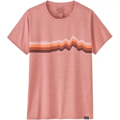 Patagonia W's Cap Cool Daily Graphic Shirt Ridge Rise Stripe Sunfade Pink X-Dye