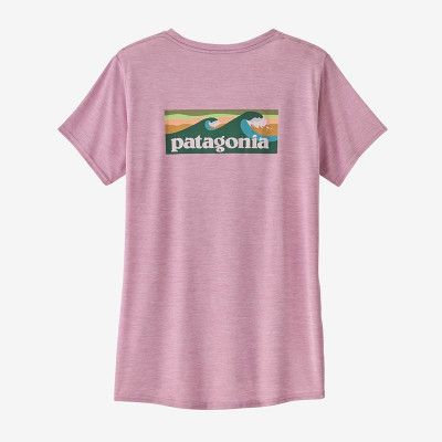 Patagonia W's Cap Cool Daily Graphic Shirt - Waters Boardshort Logo: Milkweed Mauve X-D