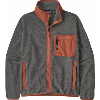 Patagonia Women's Synchilla Jacket Nickel W/Burl Red