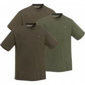 Pinewood Men's 3-Pack T-Shirt Green/H.Brown/Khaki