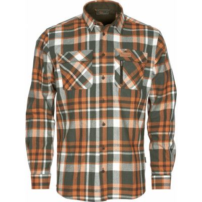 Pinewood Men's Lappland Rough Flannel Shirt Green/Orange