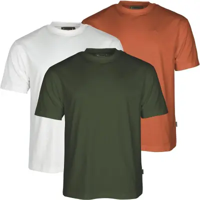 Pinewood 3-pack T-SHIRT White/Pine/B.Orange - S