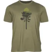 Pinewood Finnveden Recycled Outdoor T-SHIRT Olive Mel Pine Tree