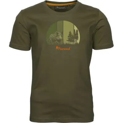 Pinewood Kids' Wild Boar T-Shirt Olive